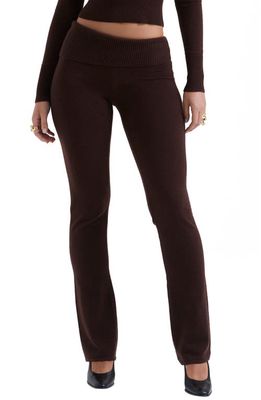 HOUSE OF CB Nereida Rib Flare Pants in Chocolate Brown