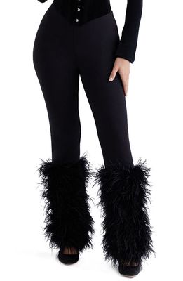 HOUSE OF CB Nicolette Feather Trim Pants in Black