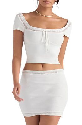 HOUSE OF CB Nola Square Neck Crop Top in Ivory