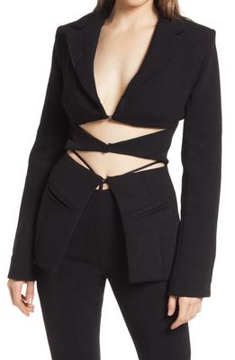 HOUSE OF CB Nour Cutout Crepe Blazer in Black