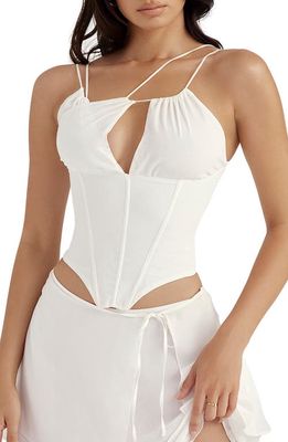 HOUSE OF CB Orla Strappy Corset Top in White