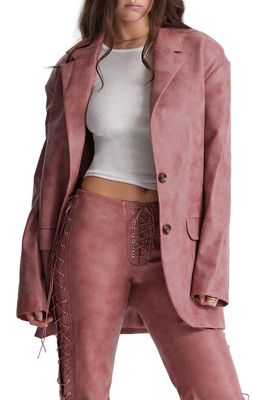 HOUSE OF CB Oversize Faux Leather Blazer in Warm Pink