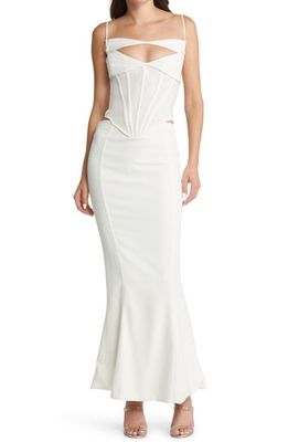 HOUSE OF CB Paloma Corset Mermaid Dress in Ivory