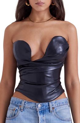 HOUSE OF CB Saffira Faux Leather Corset in Black