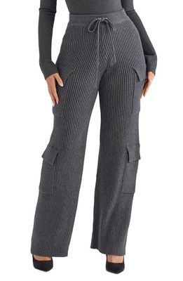 HOUSE OF CB Tea Cotton Rib Utility Pants in Charcoal