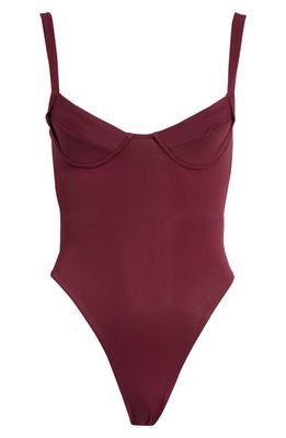 HOUSE OF CB Underwire One-Piece Swimsuit in Prune