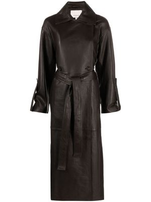 House Of Dagmar belted leather trench coat - Brown