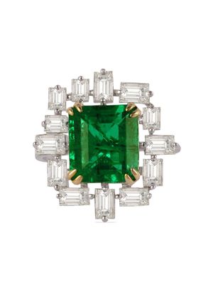 House of Meraki 18kt white gold Dahlia emerald and diamond ring - Silver