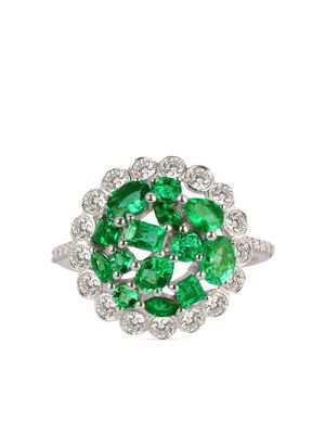 House of Meraki 18kt white gold Rania emerald and diamond ring - Silver
