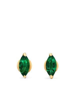 House of Meraki 18kt yellow gold Alice emerald stud earrings - Green