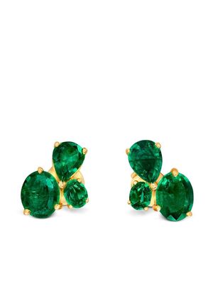 House of Meraki 18kt yellow gold Cacti emerald stud earrings - Green