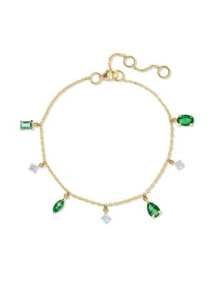 House of Meraki 18kt yellow gold Vania emerald and diamond bracelet - GREEN