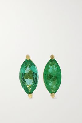 House Of Meraki - Alice Studs 18-karat Gold Emerald Earrings - Green