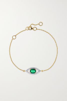 House Of Meraki - Evil Eye 18-karat Gold, Emerald And Diamond Bracelet - Green