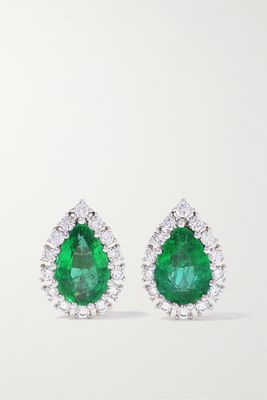 House Of Meraki - Florence 18-karat Gold, Emerald And Diamond Earrings - Green