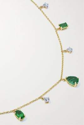 House Of Meraki - Vania Mini 18-karat Gold, Emerald And Diamond Necklace - Green