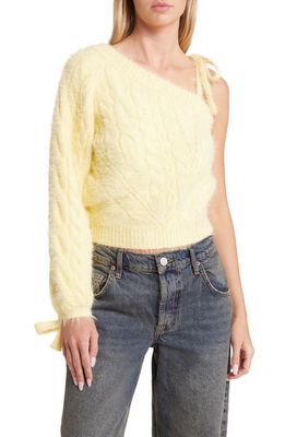 House of Sunny Capulet Cable One Shoulder Sweater in Butter