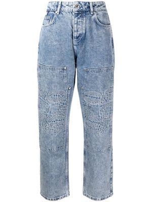 House of Sunny embroidered-detail straight-leg jeans - Blue