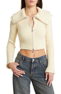 House of Sunny Peggy Rib Crop Cardigan in Butter
