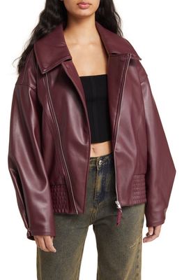 House of Sunny The Hybrid Faux Leather Jacket in Rouge