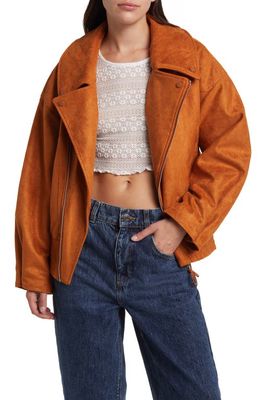 House of Sunny The Hybrid Faux Suede Jacket in Tobacco