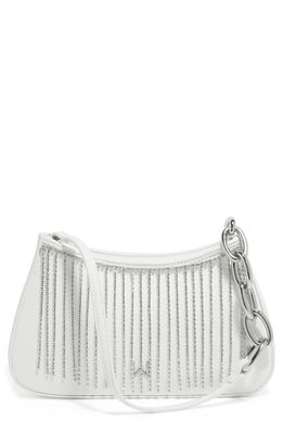 HOUSE OF WANT Newbie Faux Shearling Shoulder Bag in White Crystal Fringe