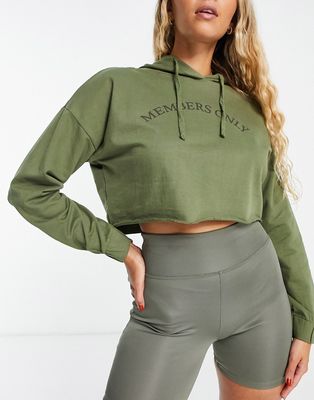 Hoxton Haus cropped hoodie in khaki - part of a set-Green