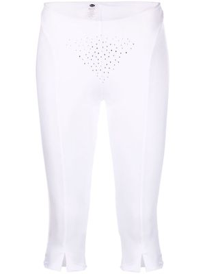 hrh crystal-embellished cropped leggings - White