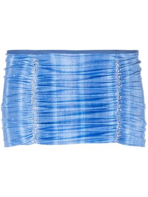 hrh crystal-embellished ruched mini skirt - Blue