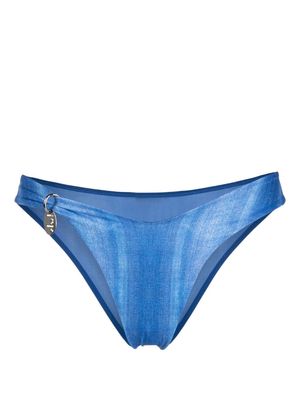 HRH Denim-print bikini bottoms - Blue