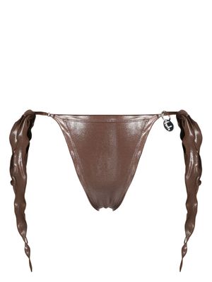HRH logo-charm bikini bottoms - Brown