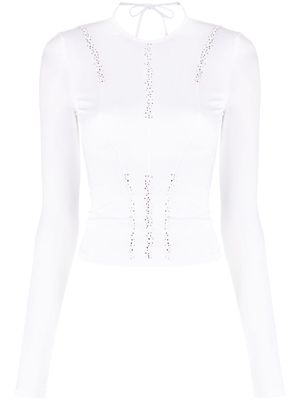 hrh rhinestone-embellished long-sleeve top - White