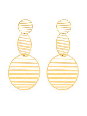 Hsu Jewellery flowing pattern triple circle earrings - Gold
