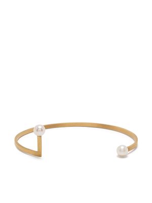Hsu Jewellery Unfinishing Line open direction pearl bangle - Gold