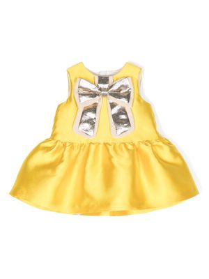 Hucklebones London bow-appliqué satin dress set - Yellow