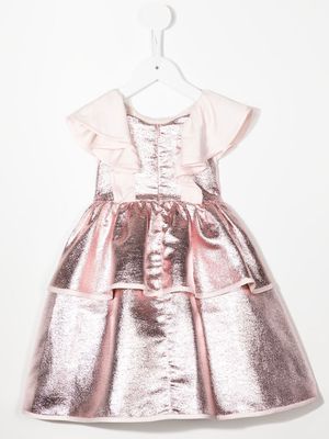 Hucklebones London metallic-finish tiered-skirt dress - Pink