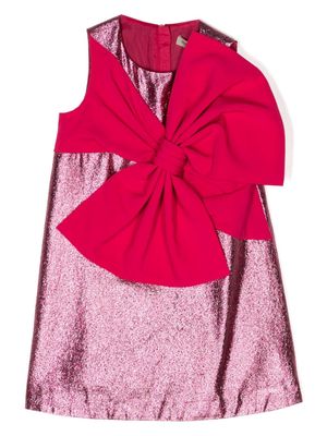 Hucklebones London oversize bow-detail metallic dress - Pink
