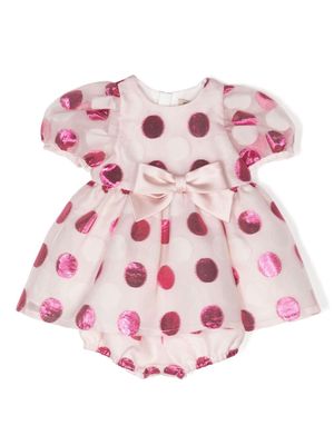 Hucklebones London polka dot-pattern puff-sleeve dress - Pink