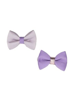 Hucklebones London satin bow hair clip set - Purple