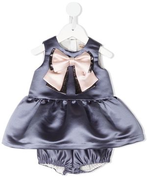 Hucklebones London satin-finish bow-detail dress and bloomers - Grey