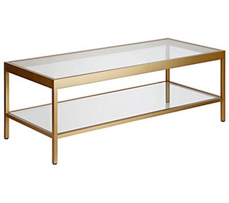 Hudson & Canal 45" Glass Top Coffee Table W/ Lo wer Shelf