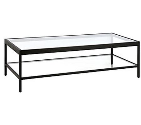 Hudson & Canal 54" Coffee Table w/ Spacious Gla ss Top & Shelf