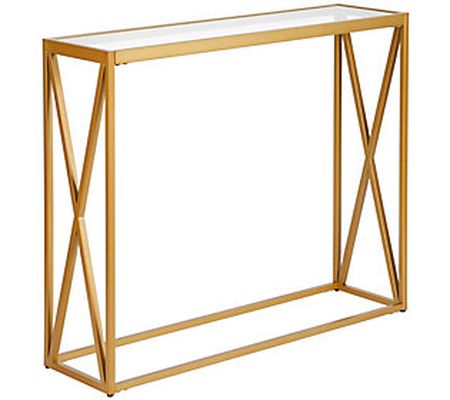 Hudson & Canal Arlo Geometric Side Table with G lass Top