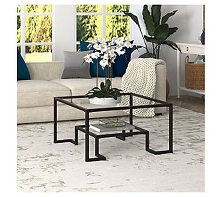 Hudson & Canal Athena Square Coffee Table With Bottom Shelf