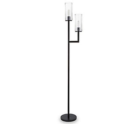 Hudson & Canal Basso Floor Lamp with Double Sha de Torchiere