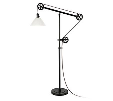 Hudson & Canal Descartes Floor Lamp W/ Decorati ve Glass Shade