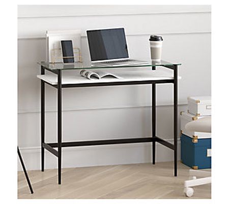 Hudson & Canal Eaton 36'' Wide Desk with Faux M arble Shelf