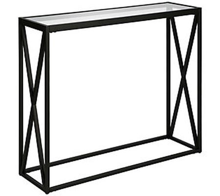 Hudson & Canal Geometric Sides Glass Top Consol e Table