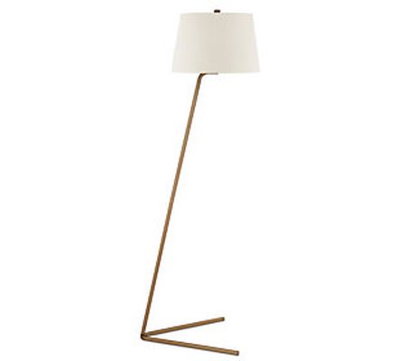 Hudson & Canal Markos Modern Floor Lamp with Li nen Shade