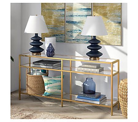 Hudson & Canal Sivil 64" Console Table With Gla ss Lower Shelf
